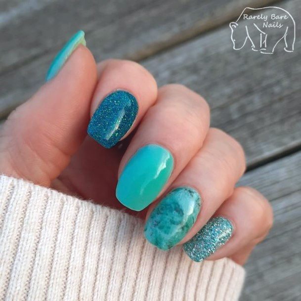 Females Teal Turquoise Dress Nails