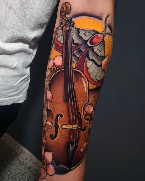 Females Violin Tattoos