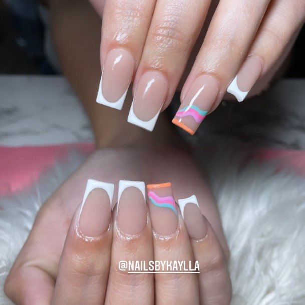 Females White French Tip Nails