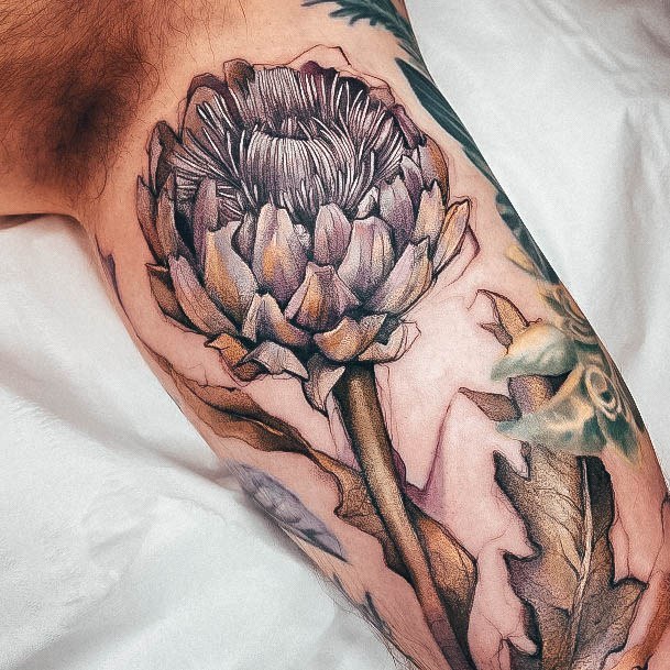 Feminine Artichoke Tattoo Designs For Women