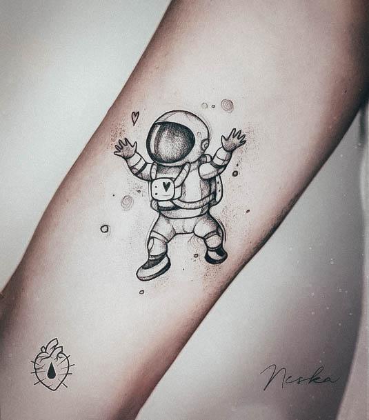 Feminine Astronaut Tattoo Designs For Women