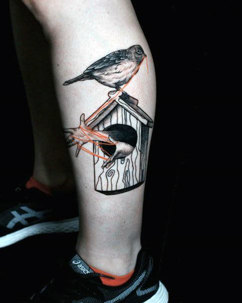 Feminine Birdhouse Tattoo Designs For Women