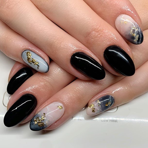 Feminine Black And White Marble Nail Designs For Women