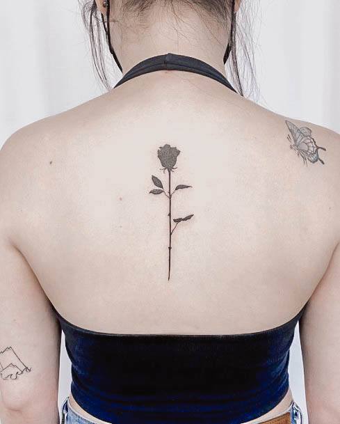 Feminine Black Rose Tattoo Designs For Women