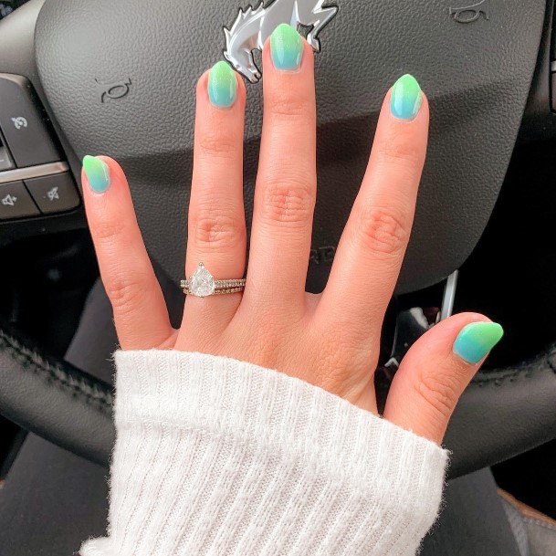 Feminine Blue And Green Nail Designs For Women