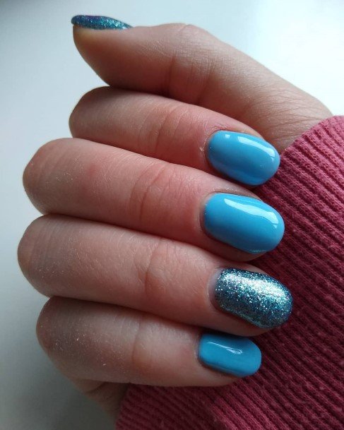 Feminine Blue Short Nail Designs For Women