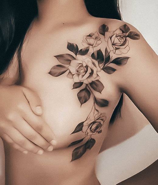 Feminine Boob Tattoo Designs For Women