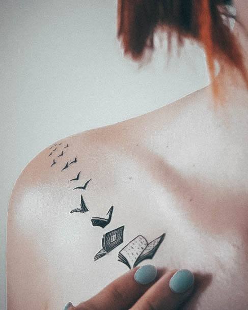 Feminine Book Tattoo Designs For Women