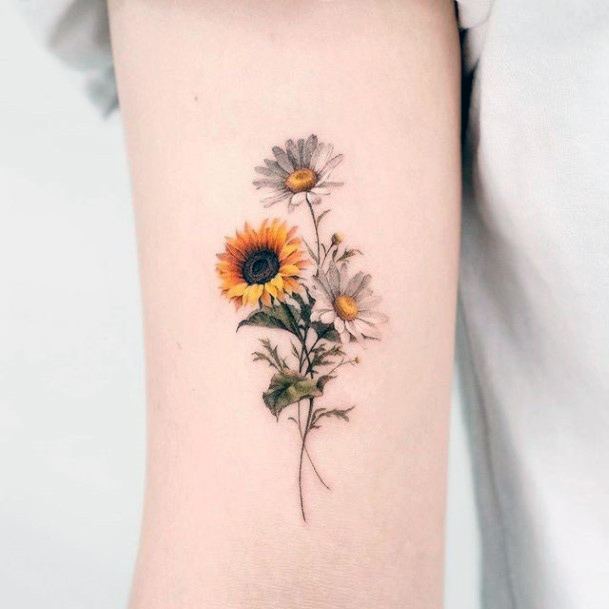 Feminine Bouquet Tattoo Designs For Women