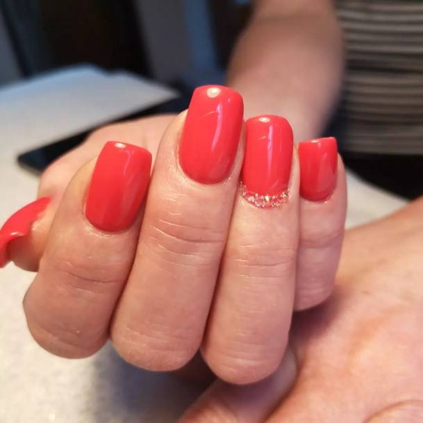 Feminine Bright Coral Nail Designs For Women