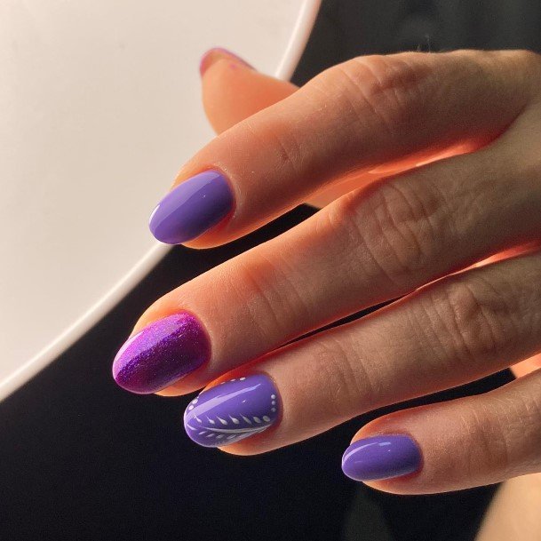 Feminine Bright Purple Nail Designs For Women