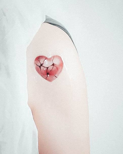 Feminine Broken Heart Tattoo Designs For Women