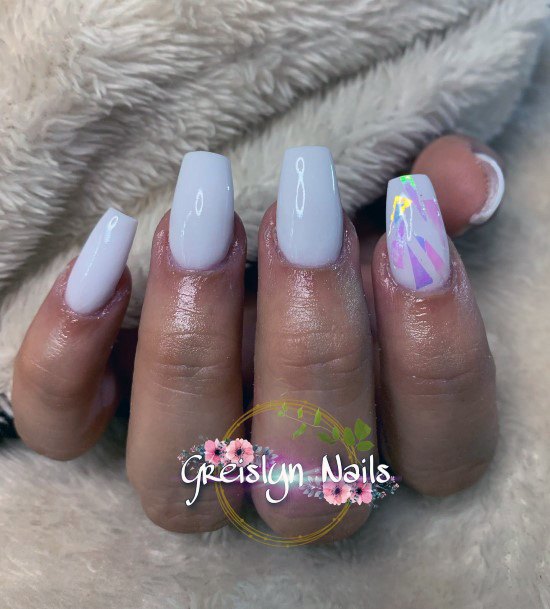 Feminine Broken Shattered Glass Nail Designs For Women