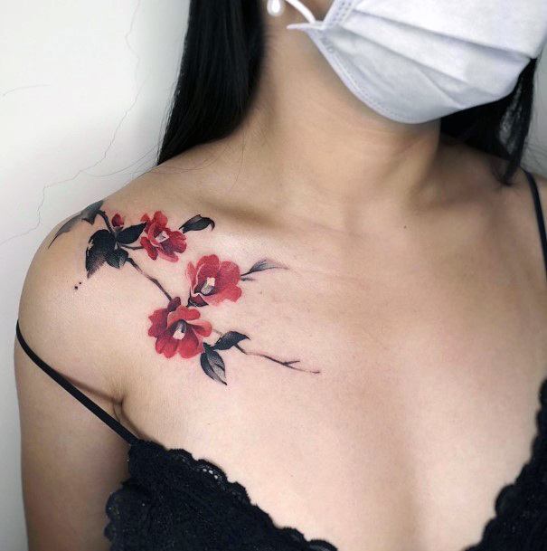 Feminine Camellia Tattoos Women