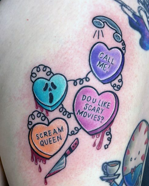 Feminine Candy Heart Tattoo Designs For Women