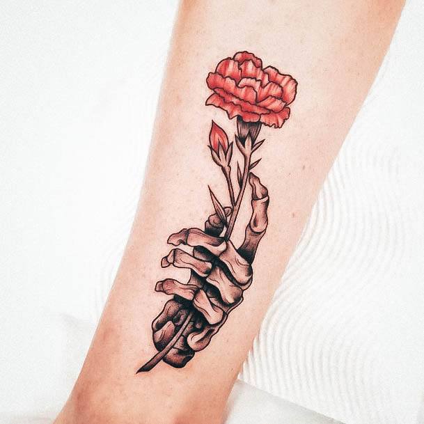 Feminine Carnation Tattoo Designs For Women