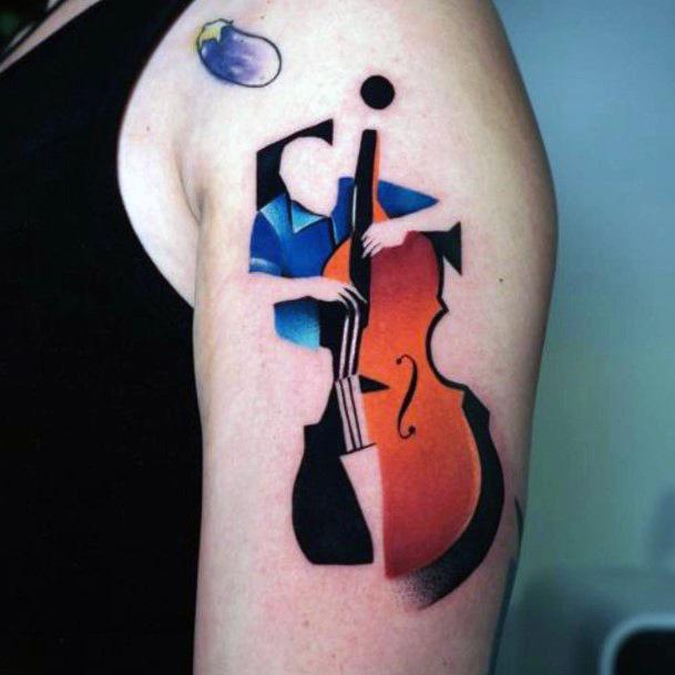 Feminine Cello Tattoo Designs For Women