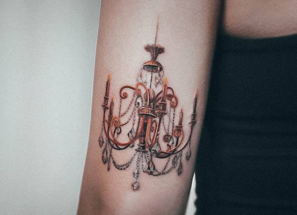 Feminine Chandelier Tattoo Designs For Women