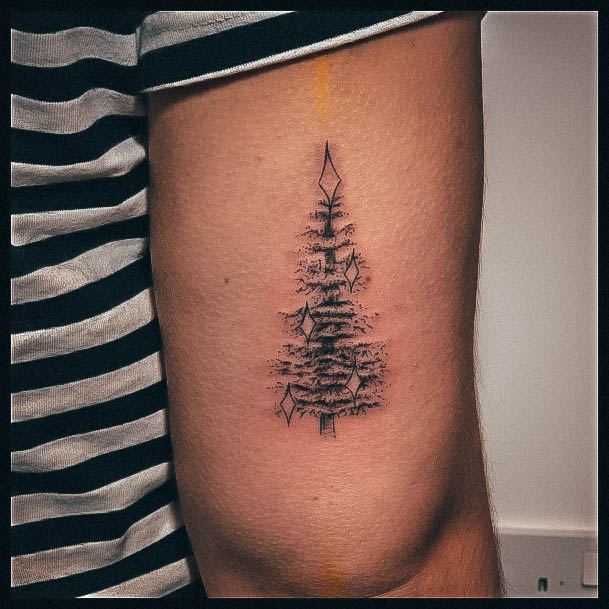 Feminine Christmas Tree Tattoo Designs For Women