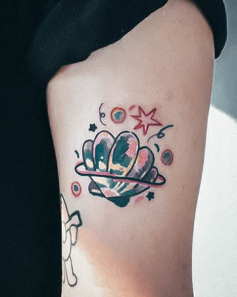 Feminine Clam Tattoo Designs For Women