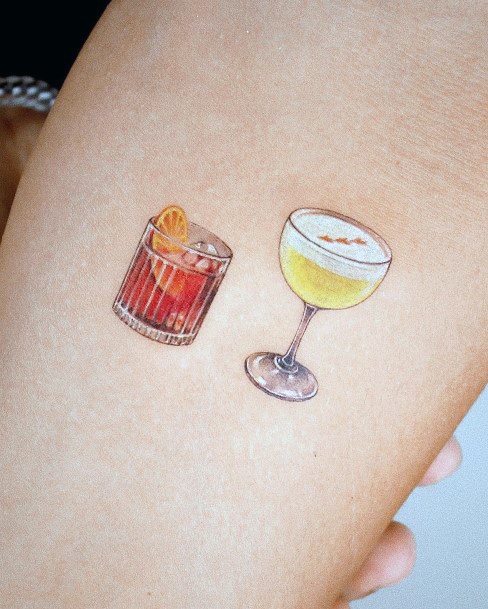 Feminine Cocktail Tattoo Designs For Women