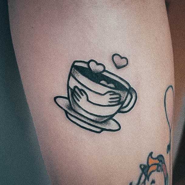 Feminine Coffee Mug Tattoo Designs For Women