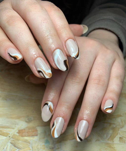 Feminine Coffee Nail Designs For Women