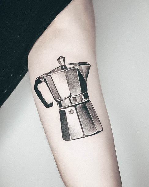 Feminine Coffee Pot Tattoo Designs For Women