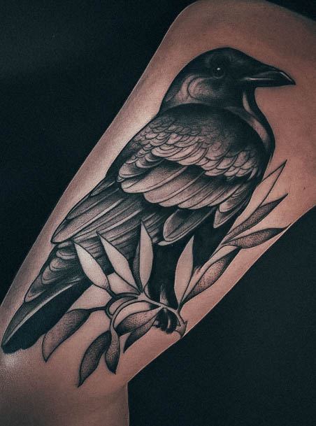 Feminine Crow Tattoo Designs For Women