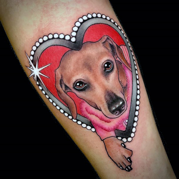 Feminine Dachshund Tattoo Designs For Women