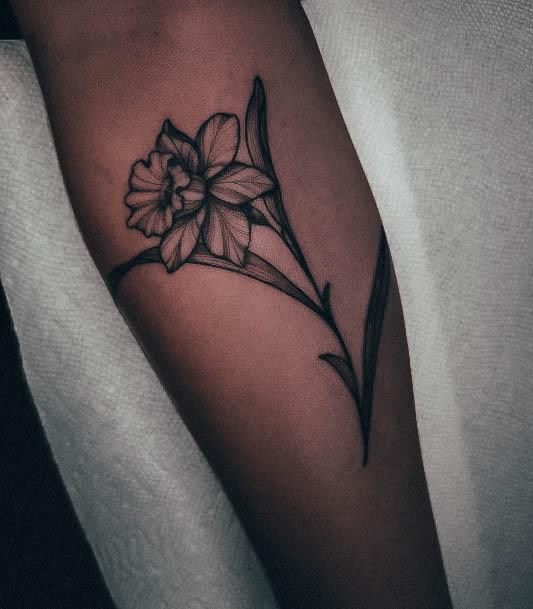 Feminine Daffodil Tattoo Designs For Women