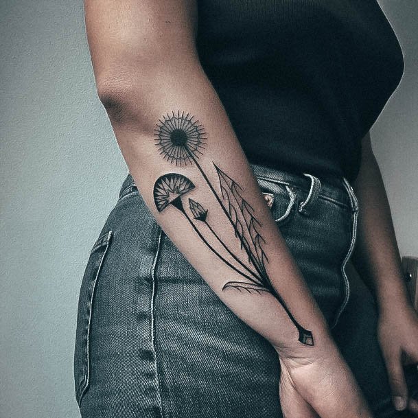 Feminine Dandelion Tattoo Designs For Women