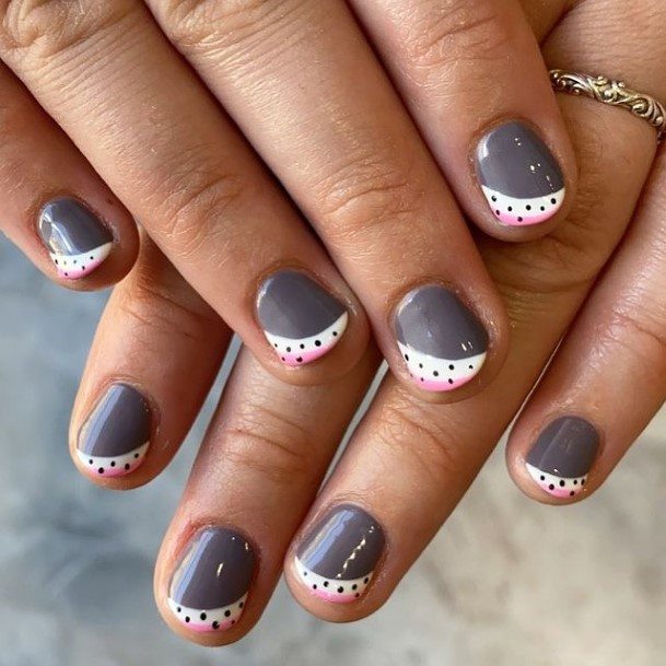 Feminine Dark Grey Nail Designs For Women