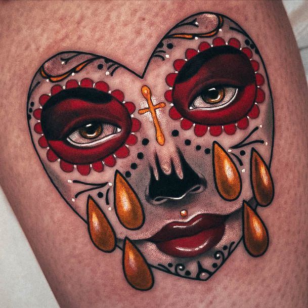 Feminine Day Of The Dead Tattoo Designs For Women