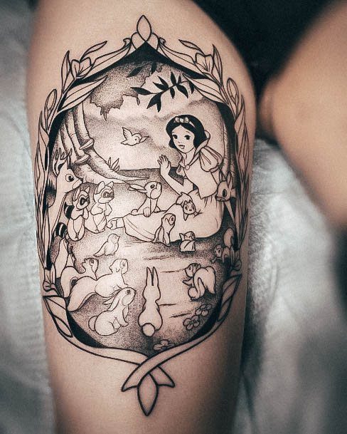 Feminine Disney Princess Tattoo Designs For Women