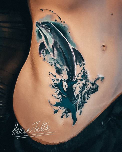 Feminine Dolphin Tattoo Designs For Women