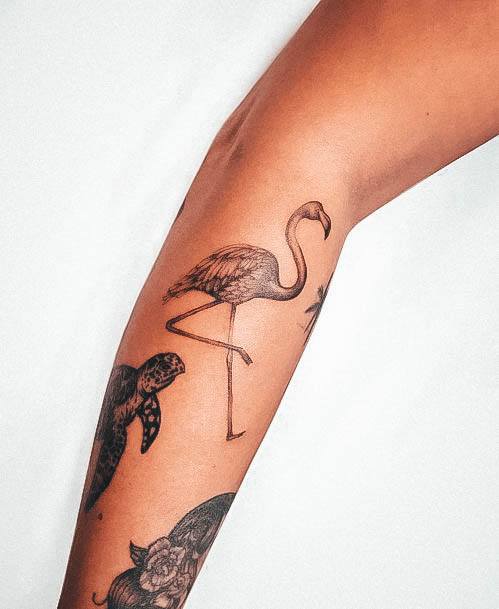 Feminine Flamingo Tattoo Designs For Women