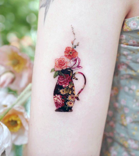 Kreayshawn Rose Vase Upper Arm Tattoo  Steal Her Style