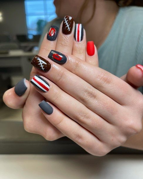 Feminine Football Nail Designs For Women