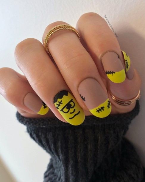 Feminine Frankenstein Nail Designs For Women