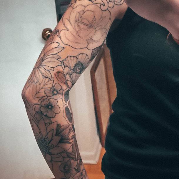 Feminine Full Sleeve Tattoo Designs For Women