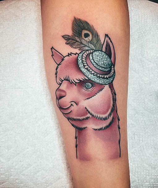 Feminine Girls Alpaca Tattoo Designs