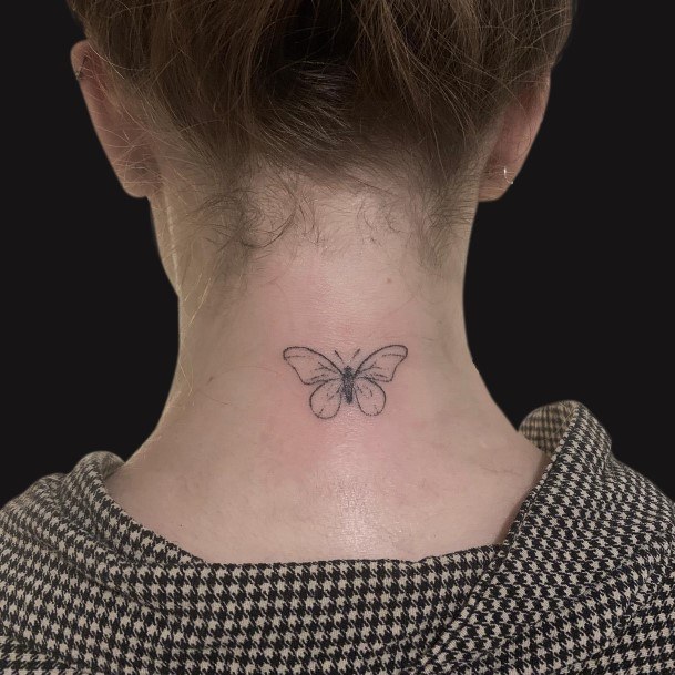 Feminine Girls Back Of Neck Tattoo Designs