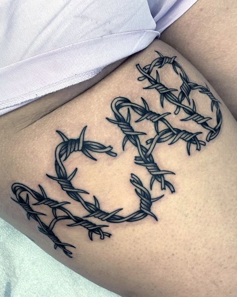 Feminine Girls Barbed Wire Tattoo Designs