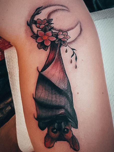 Feminine Girls Bat Tattoo Designs