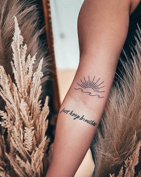 Feminine Girls Beach Tattoo Designs