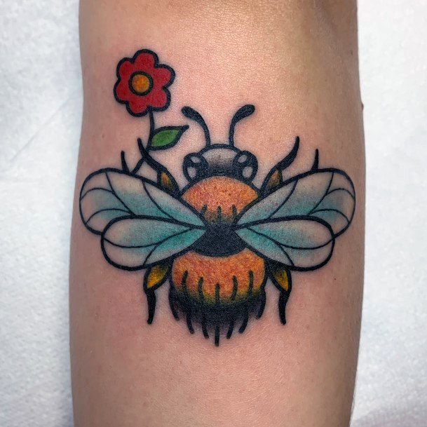 Feminine Girls Bee Tattoo Designs