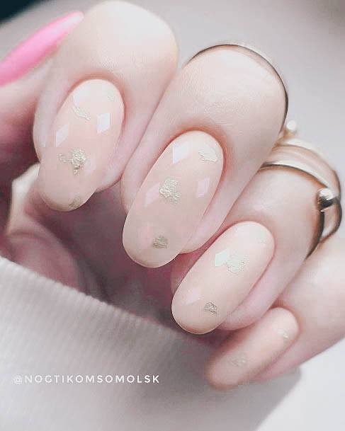 Feminine Girls Beige Nail Designs