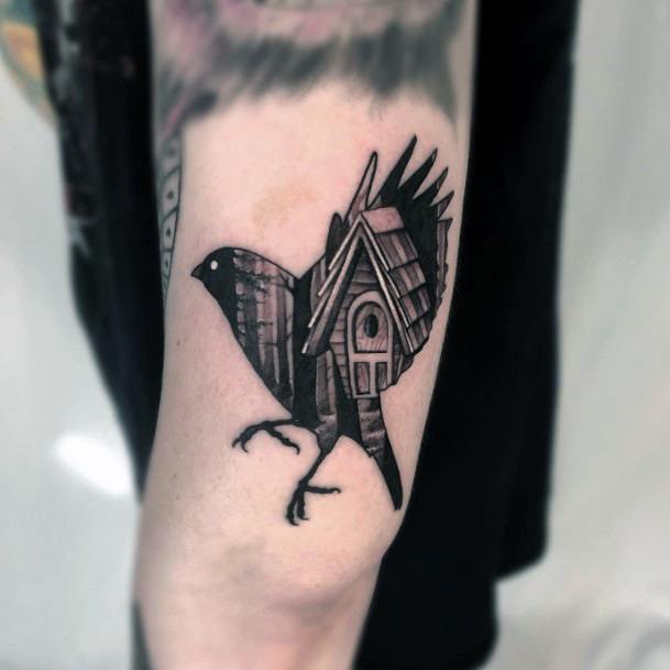 Feminine Girls Birdhouse Tattoo Designs