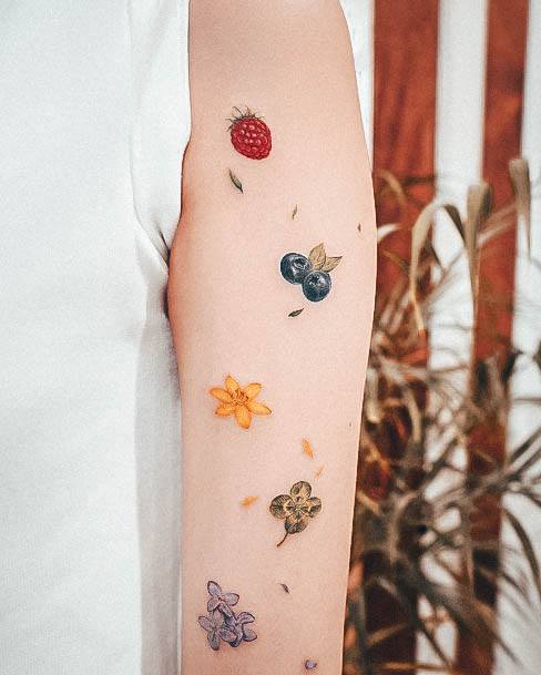 Feminine Girls Blueberry Tattoo Designs